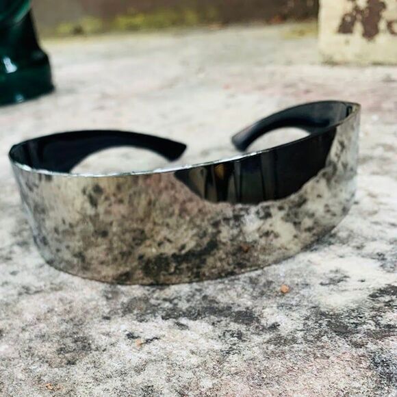 Other Accessories - New! Silver Mirror Y2k Sunglasses Futuristic Cyclops Cyber Visor Sunglasses Rave
